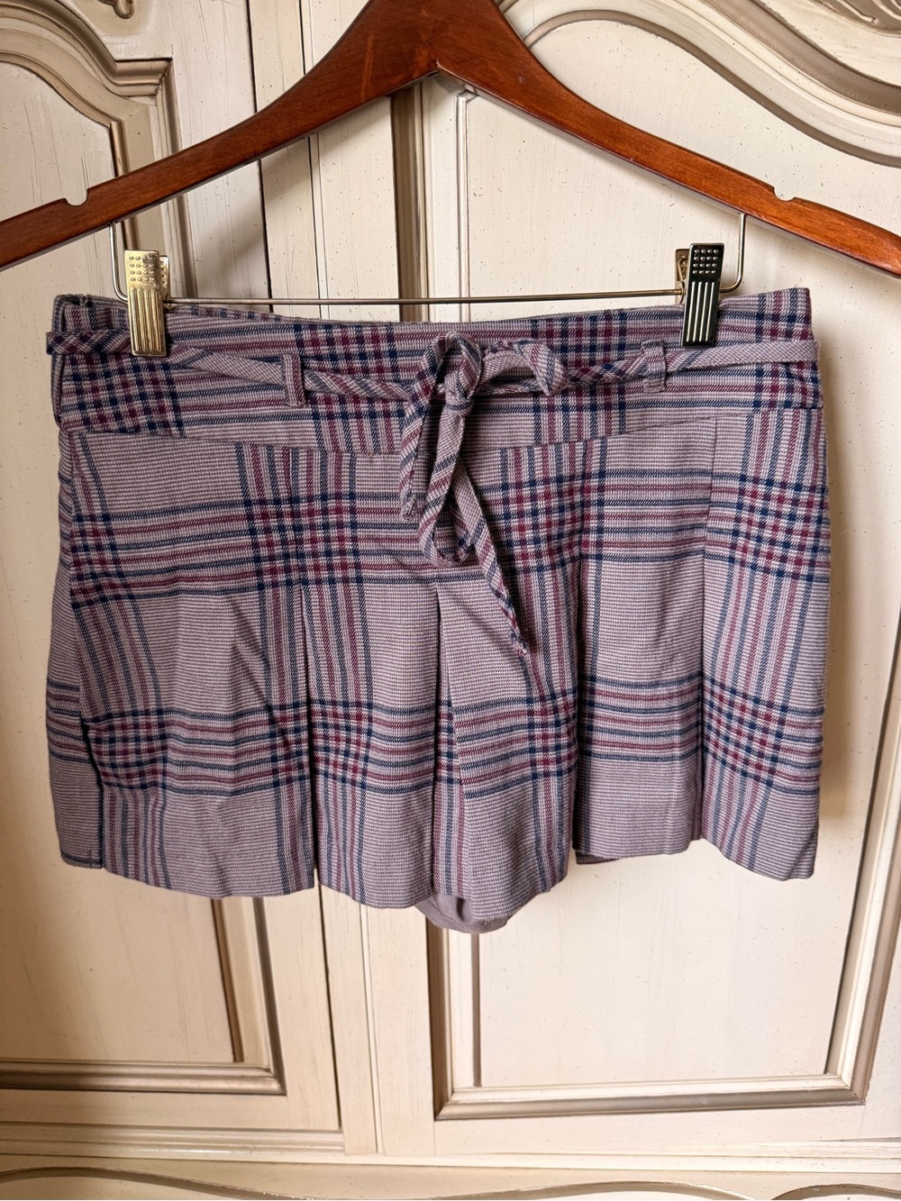Plaid Tie-Waist Mini Skirt with Shorts